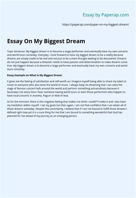 My Biggest Dream Speech Essay Example 300 Words