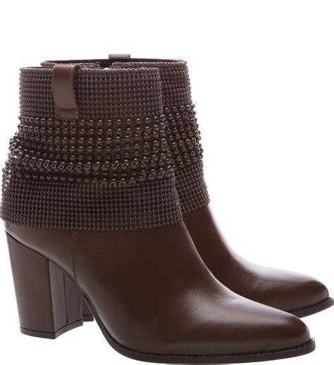 Bota Couro Malha Brown Ankle Boot Shoes Booties