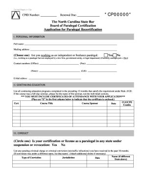 Fillable Online Nccertifiedparalegal Blank Recertification Application