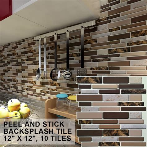 Art3d Peel And Stick Backsplash Tile Brown Marble Wall Tile 12 In X 12 Free Nude Porn Photos