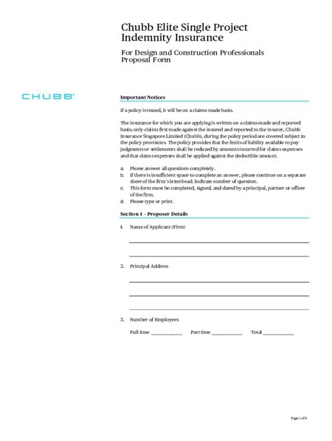 Fillable Online Professional Indemnity Proposal Form Design And