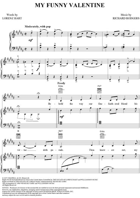 My Funny Valentine | Sheet music, Funny valentine, Piano sheet music