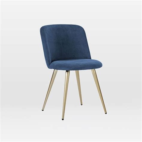 West Elm Blue Velvet Dining Chairs AptDeco