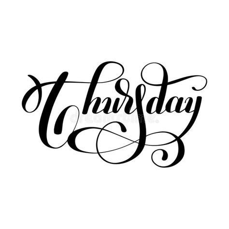 Thursday Day Of The Week Handwritten Black Ink Calligraphy Royalty Free