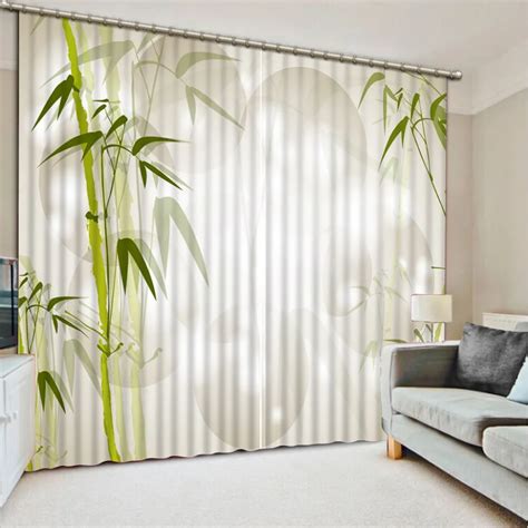 Beautiful Bamboo Pattern Blackout 3D Curtains for Bedroom Living Room ...