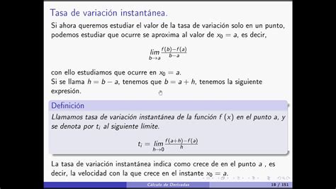 Derivadas 09 Tasa de variación instantánea YouTube