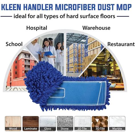 Kleen Handler 48 Inch Blue Washable Commercial Dust Mop Microfiber