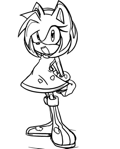 Coloriage Curieuse Amy Rose Dessin gratuit à imprimer