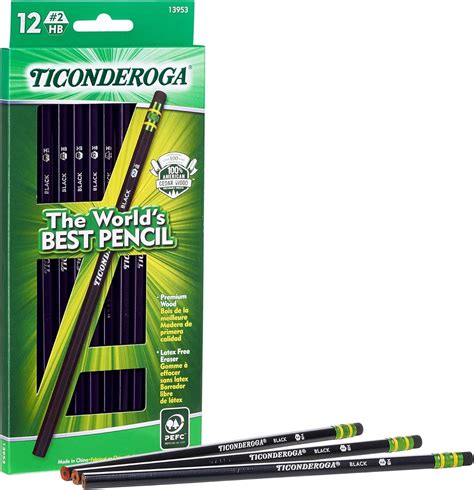 Ticonderoga Pencils Wood Cased Graphite 2 Hb Soft Black 12 Pack