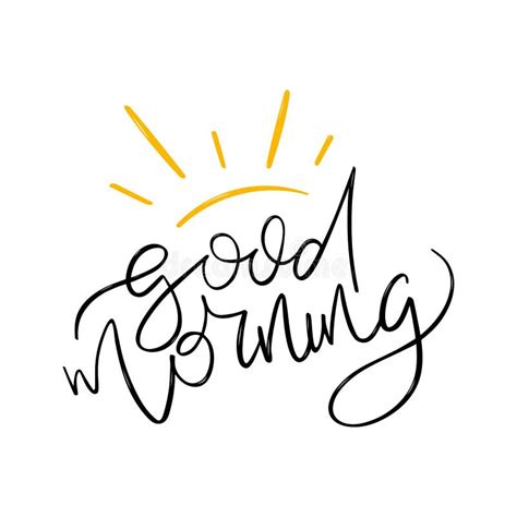 Good Morning Lettering With Sun Handmade Calligraphy Vector