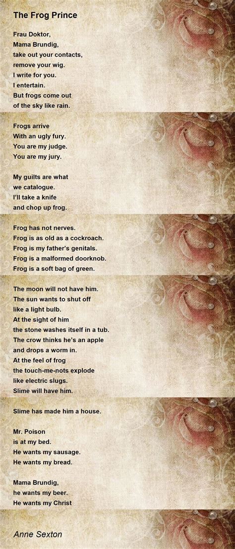 The Frog Prince The Frog Prince Poem By Anne Sexton