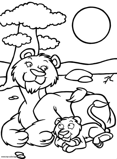 Coloriage Lionne Et Lionceau