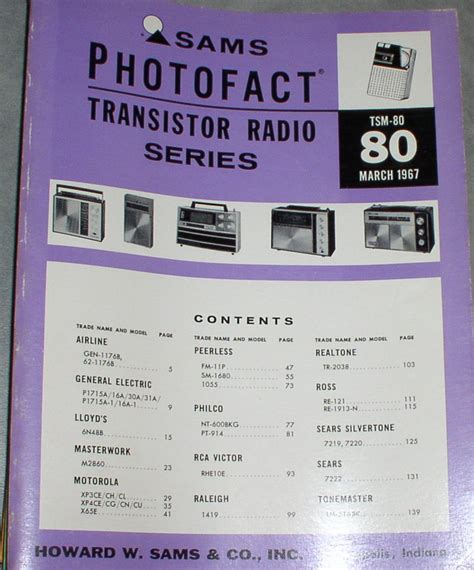 Sams Photofact Transistor Radio Series Manual TSM 80 MARCH 1967