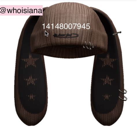 Brown Y2k Bunny Beanie With Stars In 2024 Black Hair Roblox Brown