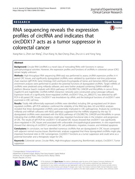 PDF RNA Sequencing Reveals The Expression Profiles Of CircRNA And