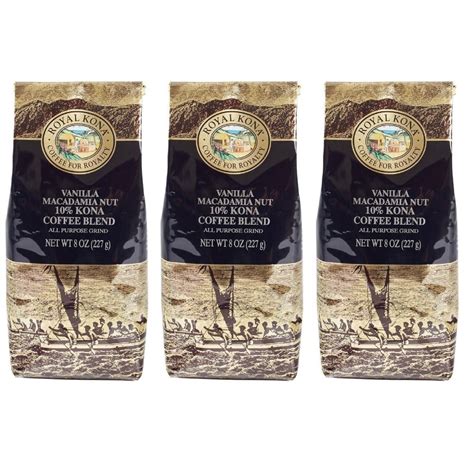 Royal Kona Coffee 10 Kona Blend Vanilla Macadamia Medium Light Roast