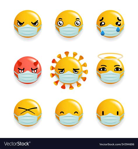 Coronavirus Protection Medical Mask Emoticon Vector Image