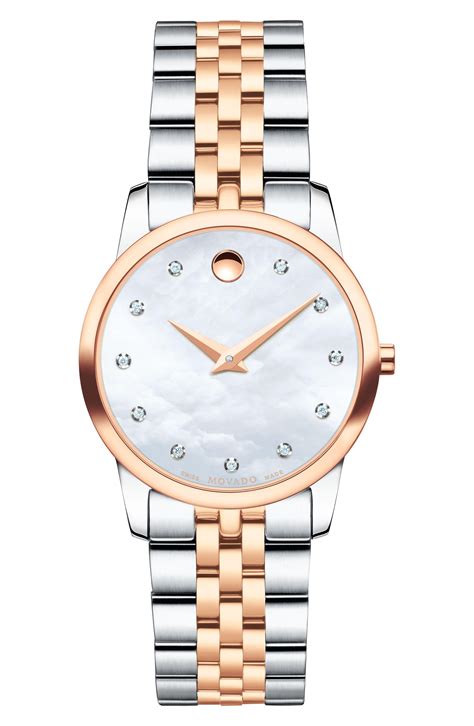 Lyst Movado Classic Museum Diamond Bracelet Watch In Metallic