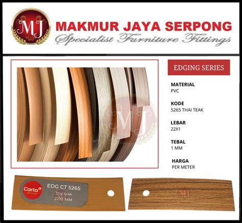 Jual CARTA EDGING HPL PVC 5265 THAI TEAK 22 X 1 MM Kota Tangerang