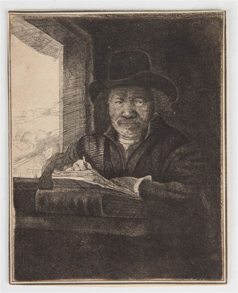 Van Rijn Rembrandt Self Portrait Drawing At Window 1648 MutualArt