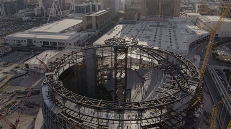 MSG Sphere near Vegas Strip starting to show off its domed roof