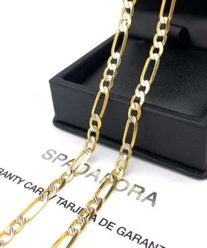 Elegante Cadena Figaro Diamantada 60cm Oro Solido Italia 14k Cuotas