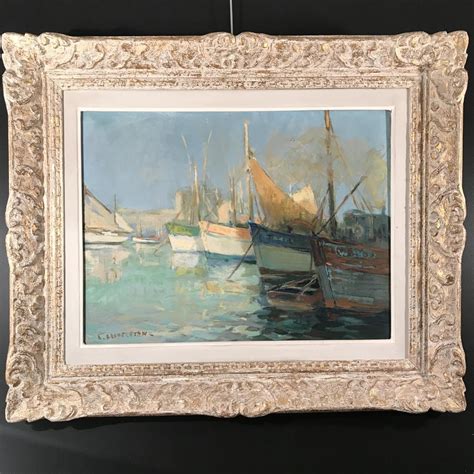 Proantic Tableau Peinture Huile Sur Toile Bateaux Au Sable Dol