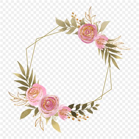 Watercolor Gold Flower PNG Picture, Flower Frame With Watercolor Gold ...