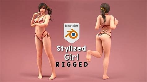 Stylized Sexy Bikini Girl Rigged 3D Model Rigged CGTrader