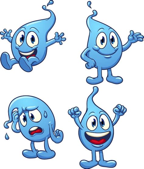 Dibujos Animados De Gotas De Agua Vector Premium