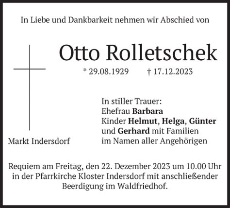 Traueranzeigen Von Otto Rolletschek Trauer Merkur De