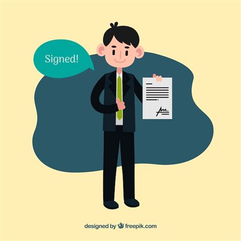 Free Vector Flat Salesman Character Holding Contract Document