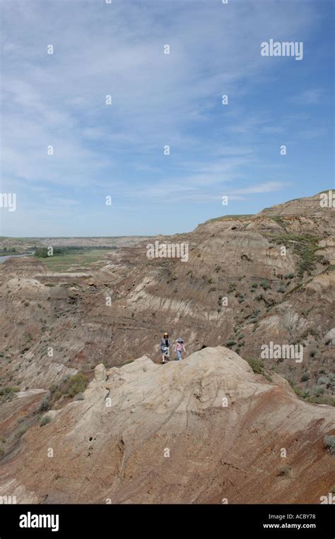 Hiking the Canadian Badlands near Drumheller Alberta Canada Stock Photo ...