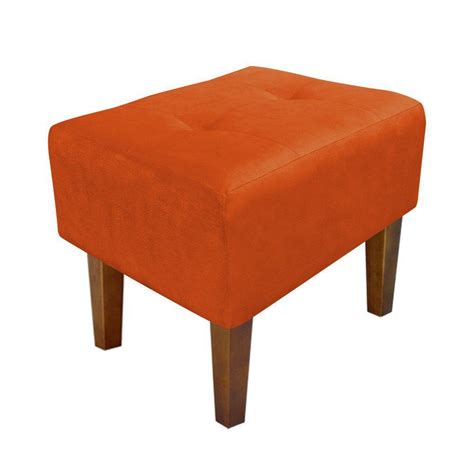 Puff Decorativo Livia Pés Chanfrado Suede Laranja D Rossi