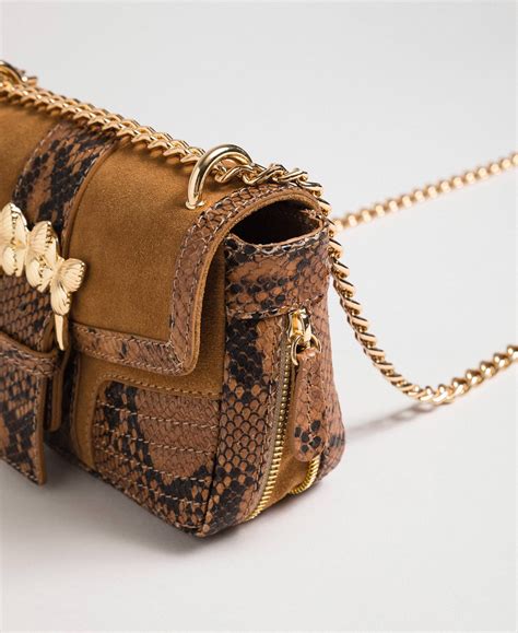 Borsa A Tracolla Rebel Piccola In Pelle E Suede Donna Marrone