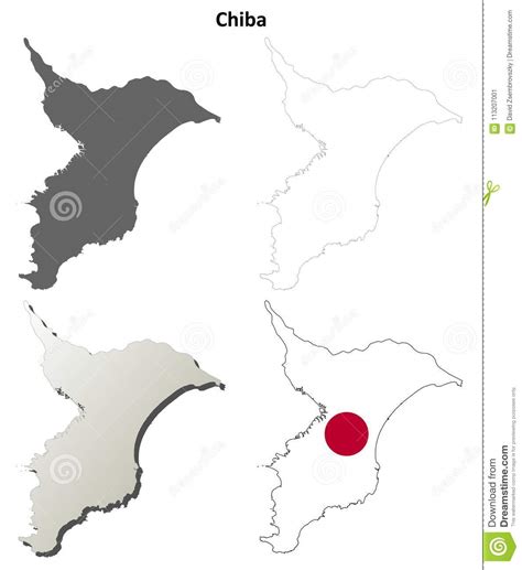 Sistema Del Mapa Del Esquema Del Espacio En Blanco De Chiba Ilustración