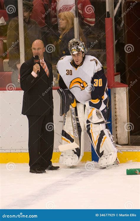 Ryan Miller Is Interviewed After A Win Editorial Stock Image Image Of