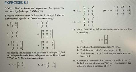 Solved GOAL Find Orthonormal Eigenbases For Symmetric Chegg