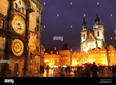 Prague city centre night center Stock Photo - Alamy