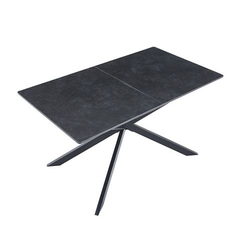 Mesa De Jantar Extens Vel De Cer Mica E Metal Preto X X