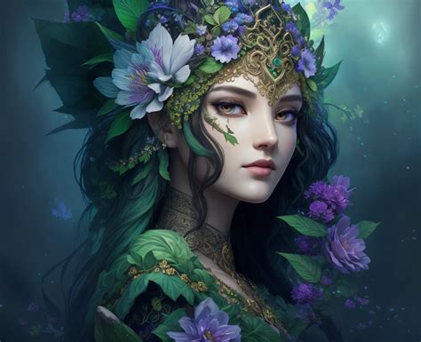 A Close Up Of A Woman With Flowers In Her Hair Detailed Matte Fantasy Portrait Beautiful