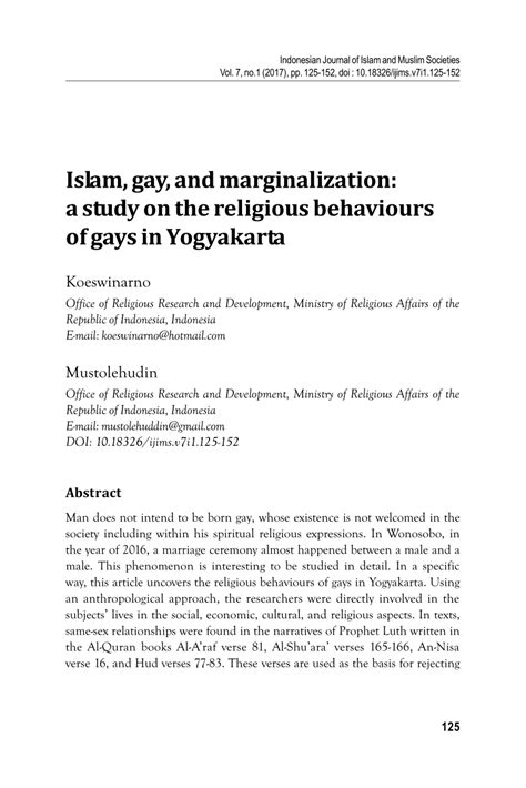 Pdf Islam Gay And Marginalization A Study On The Religious Behaviours Of Gays In Yogyakarta