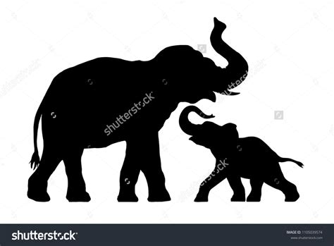 Silhouette Elephant Baby Elephant Stock Vector (Royalty Free) 1105039574 | Shutterstock