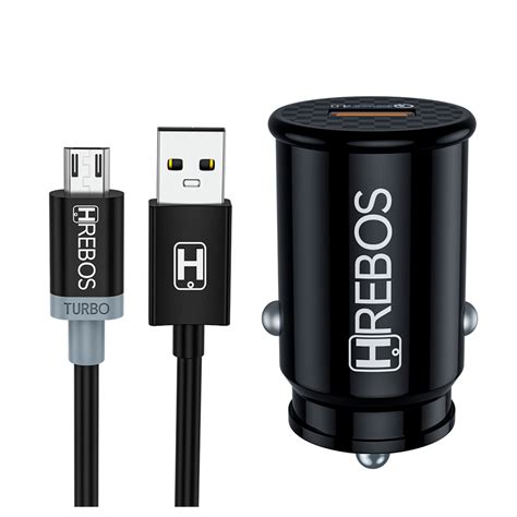 Carregador Veicular Cabo TIPO V8 Rapido Usb Turbo 4 0 HREBOS HS 308