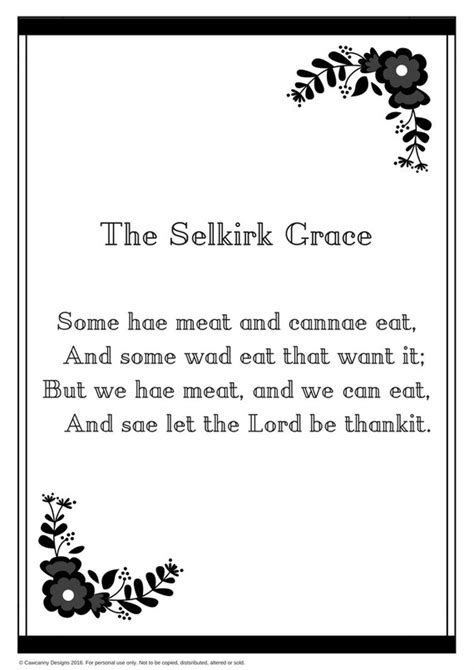 The Selkirk Grace Print Instant Download