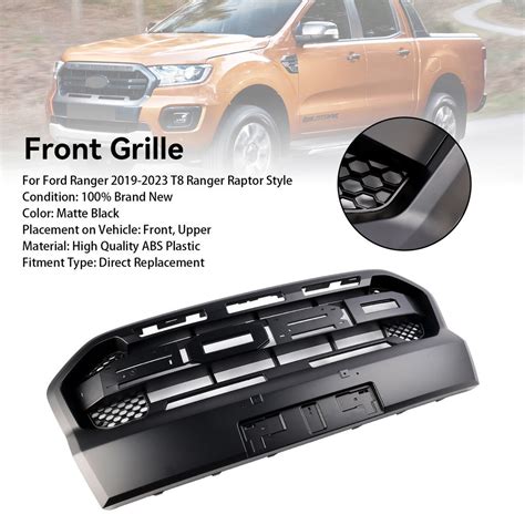 Matt Black Ranger Raptor Style Front Bumper Grille Fit Ford Ranger 2019