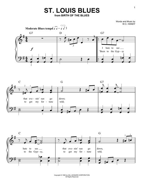 St Louis Blues By W C Handy Sheet Music For Easy Piano At Sheet Music