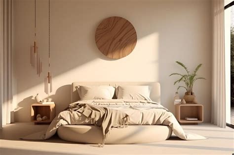 Premium AI Image | A bed with a wooden headboard