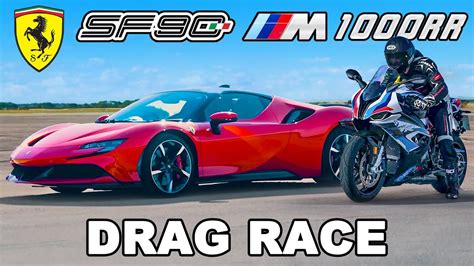 Drag Ferrari SF90 Stradale BMW M1000 RR