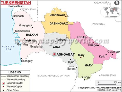 Political Map Of Turkmenistan Turkmenistan Provinces Map